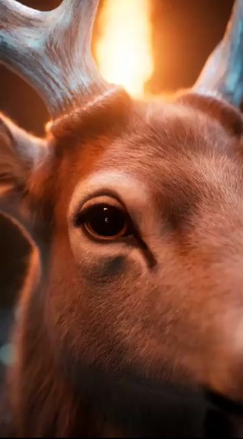 Grok Imagine Video Prompt: Girl, Deer, and Fairy Exiting a Cave