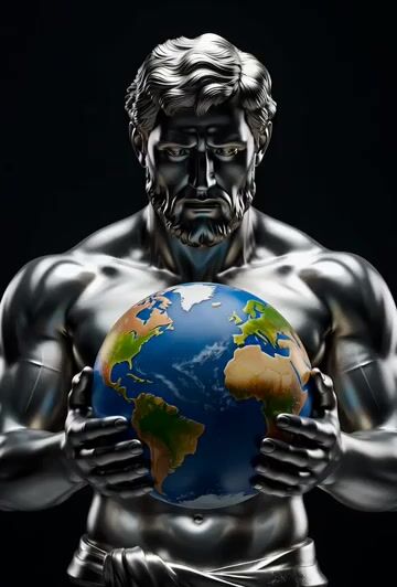 Atlas Holding the World in Deep Reflection