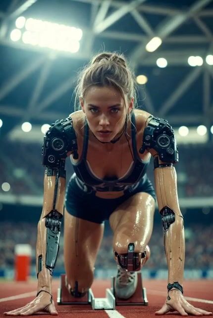 Futuristic Cyborg Sprinter Video Prompt