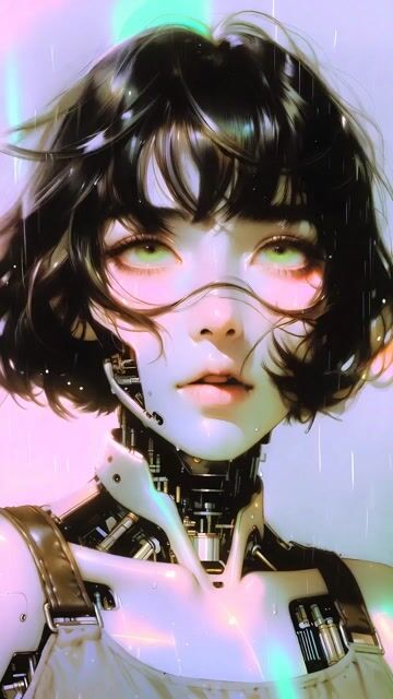Cyborg woman portrait animation prompt