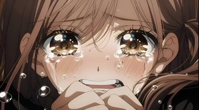 Grok Imagine video prompt for a crying anime girl