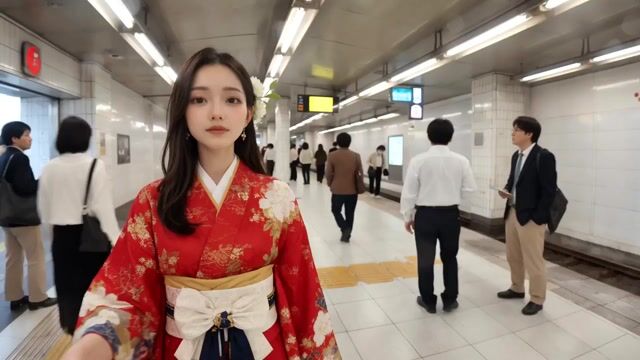 Video of a Commuter on a Tokyo Subway Platform
