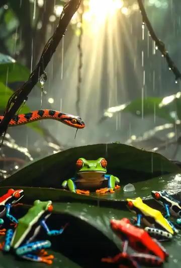 Jungle canopy sunlight break video prompt