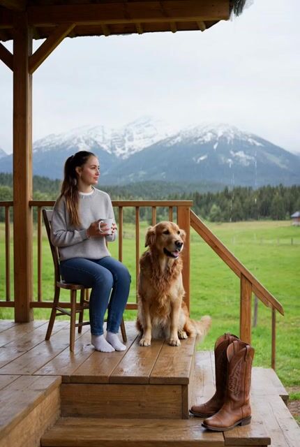 Snowy Mountain Morning Coffee Scene Video Prompt