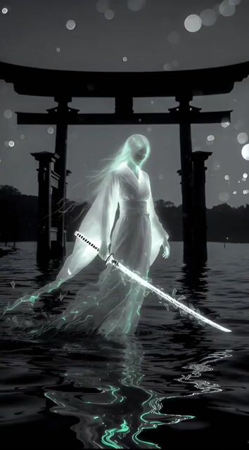 Cinematic Black and White Yurei Samurai