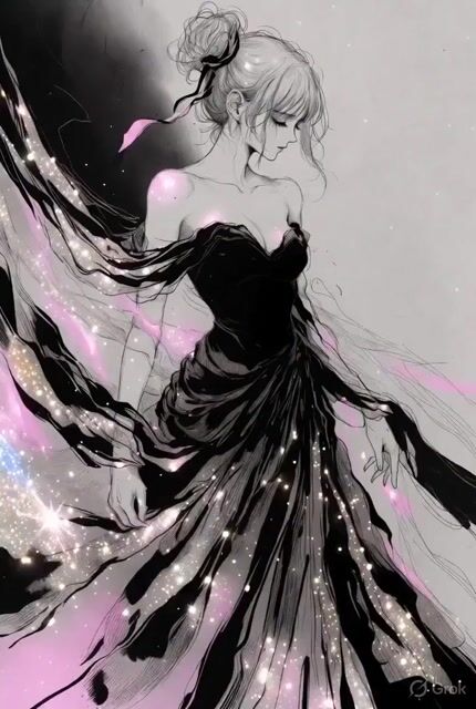 Ethereal Woman Ink and Pencil Sketch