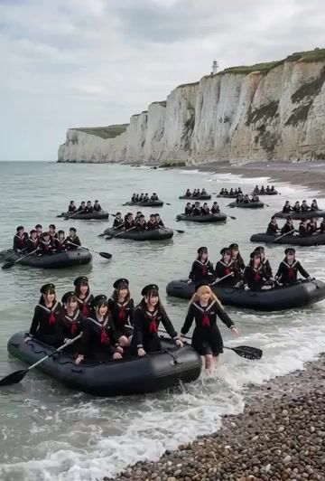 Japanese Women Arriving at Dover Video Prompt