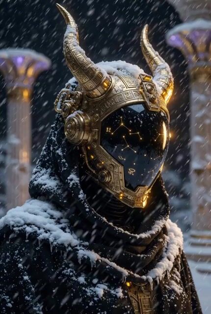 Grok Imagine Cyber-Egyptian Figure in Snow