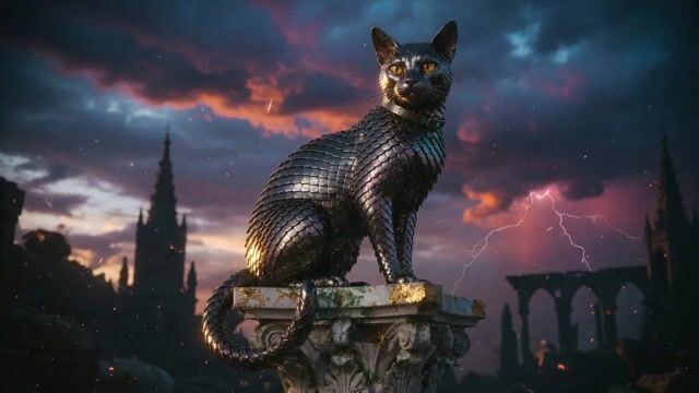 Metallic Scale Cat Prompt