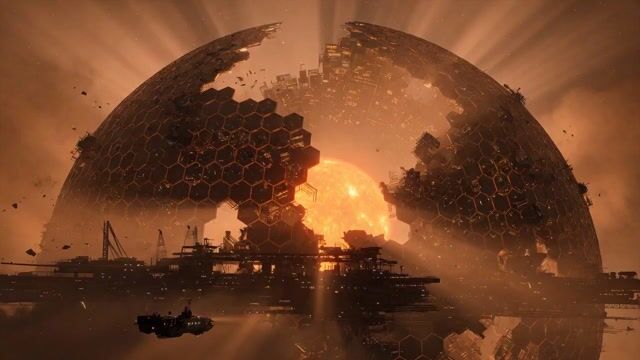 Cinematic Shot of a Colossal Dyson Sphere