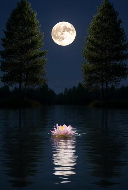 Grok Imagine prompt for a nighttime lake scene