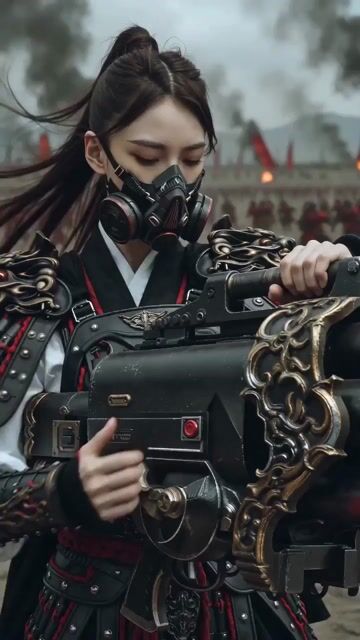 East Asian Female Warrior Mecha Transformation