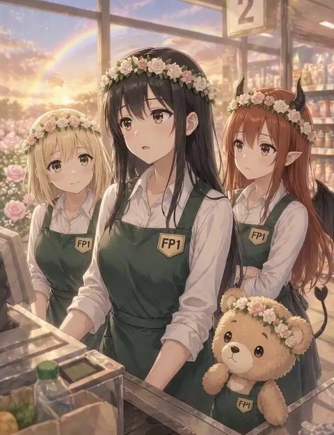 Sunset Anime Supermarket Scene with Voice Control
