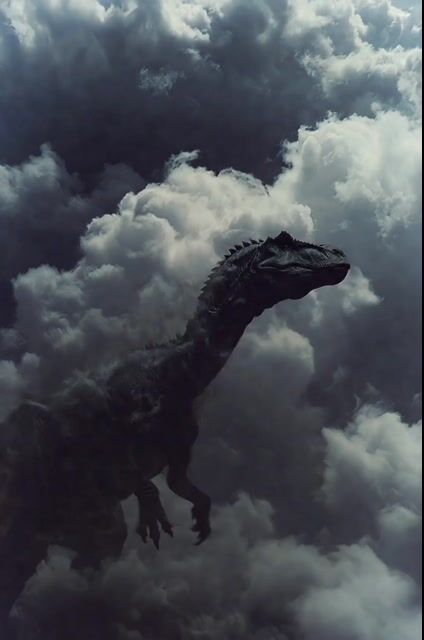 Cinematic Dinosaur in Ashy Clouds