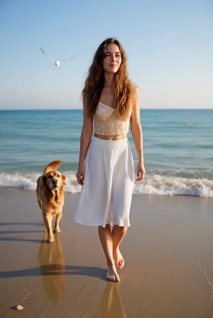 Girl and Dog at the Beach