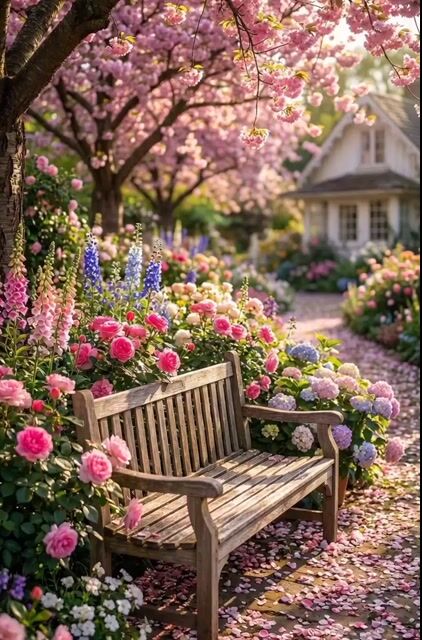 Dreamy Garden with Kitten