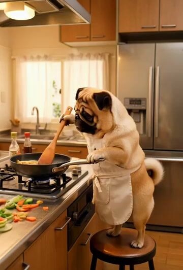 Cooking Pug Comedy Scene