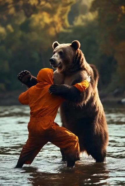 Man Wrestling Bear Animation