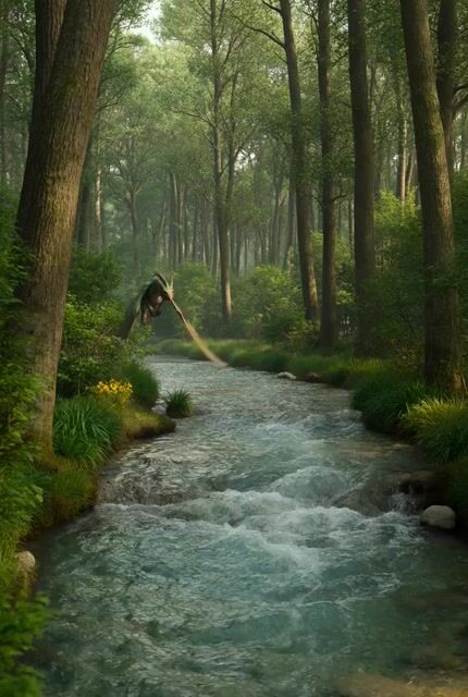 Metallic Dragons in Forest Stream