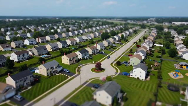 Suburban Neighborhood Drone POV Video