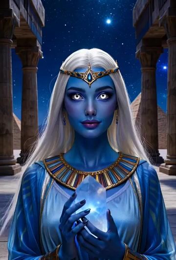 Blue Alien Woman Egyptian Scifi