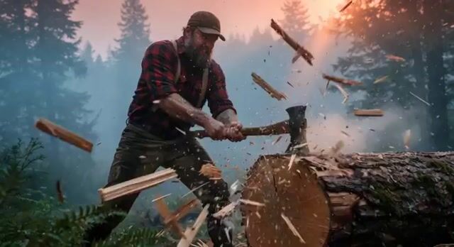 Cinematic Lumberjack Action Scene