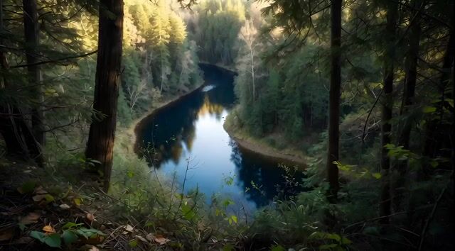 Winding Forest River Landscape