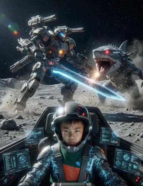 Giant Robot Pilot on Moon