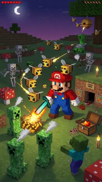 Mario Minecraft Battle