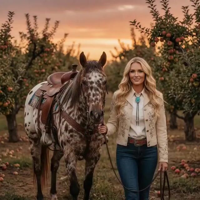 Woman Feeding Horse Orchard Video