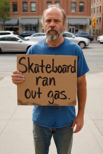 Homeless Man Skateboard Sign Video