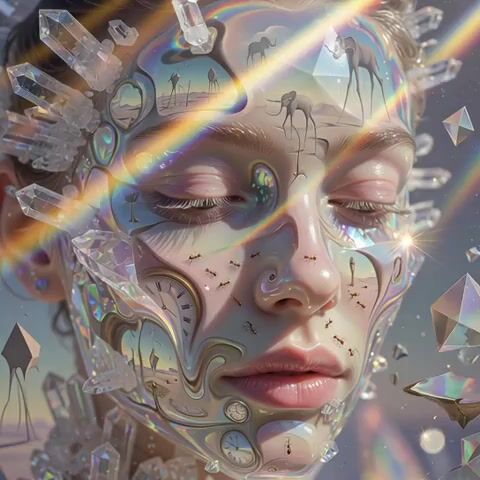 Surrealist Crystallized Face Transformation
