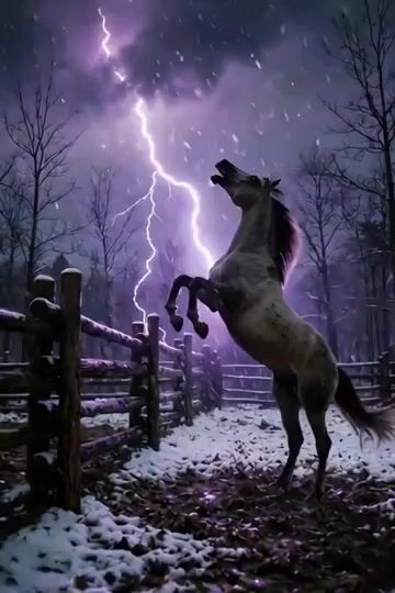 Cinematic Horse in Snowy Forest