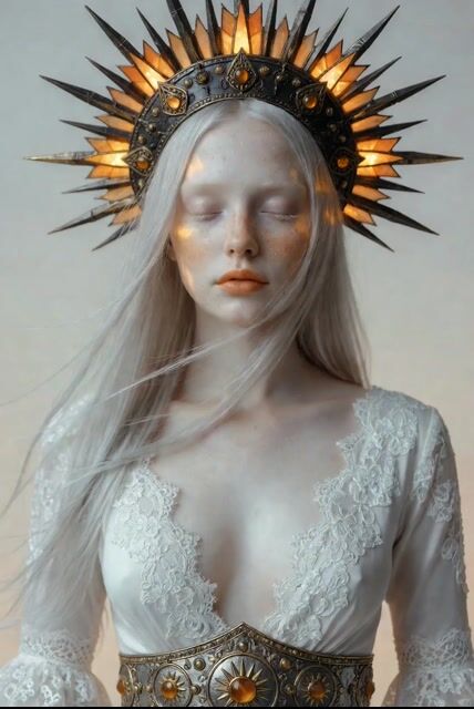 Ethereal Woman with Sunburst Halo Crown