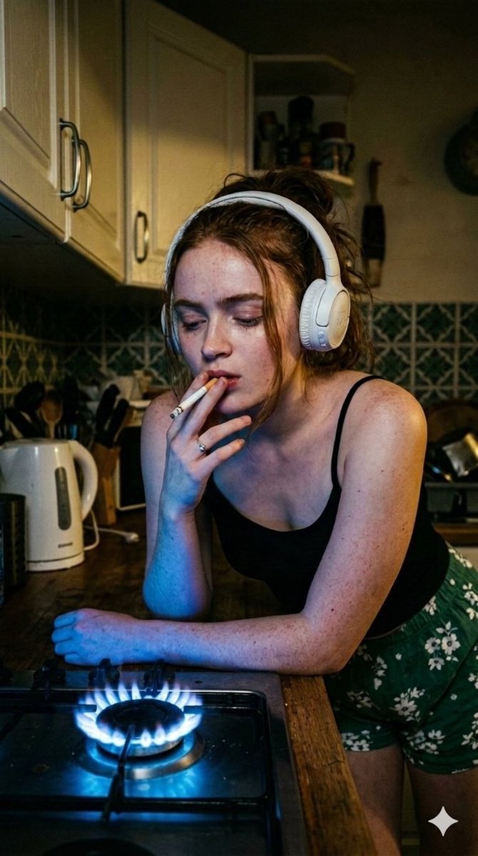 Moody Cinematic Portraits in a Kitchen with Neon Gas Stove Glow (4.4)