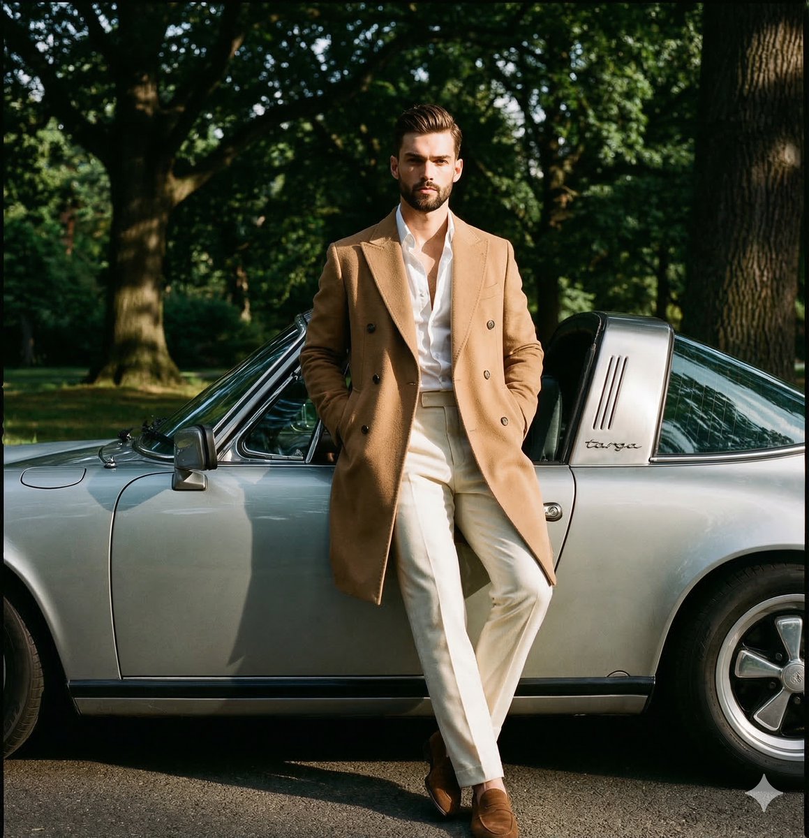 Editorial Photograph of a Man with a Vintage Porsche
