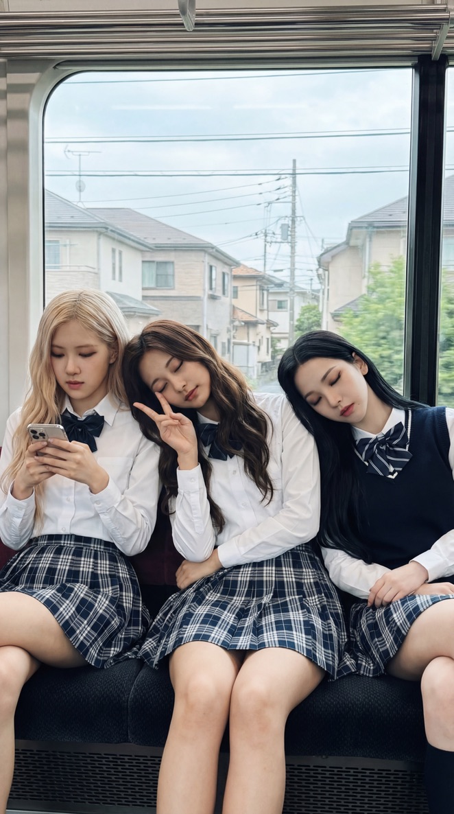 K-pop Idols Sleeping on a Train JSON Prompt