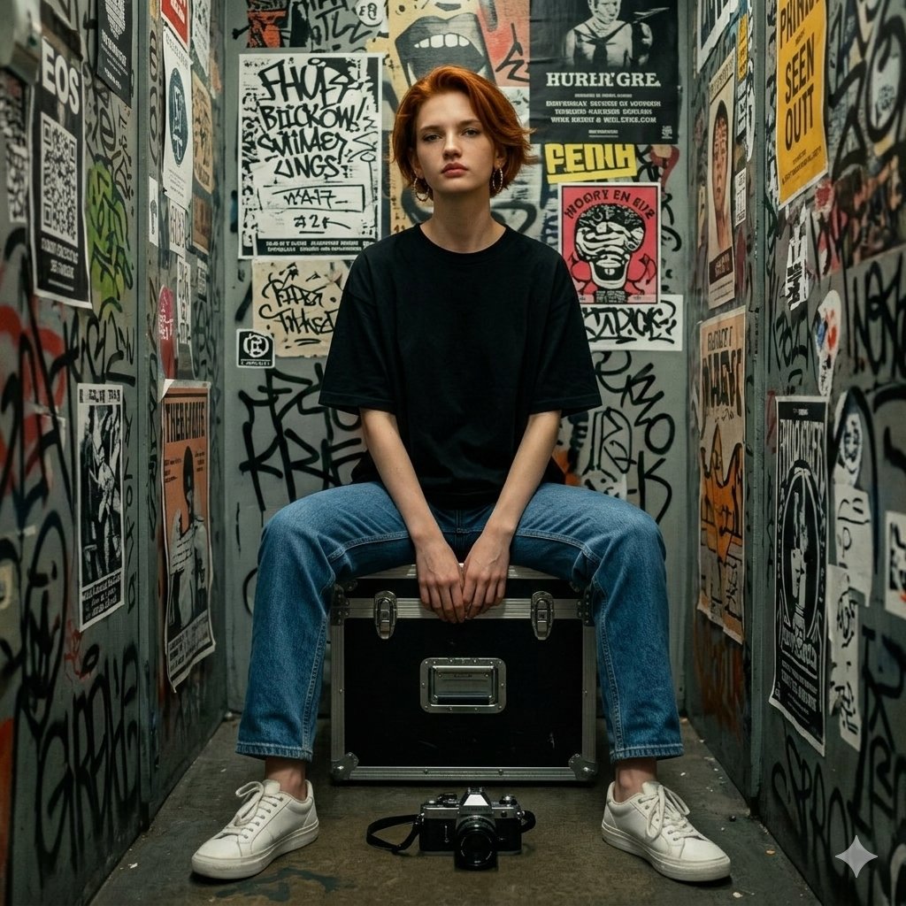 Hyper-realistic Portrait in Graffiti Room