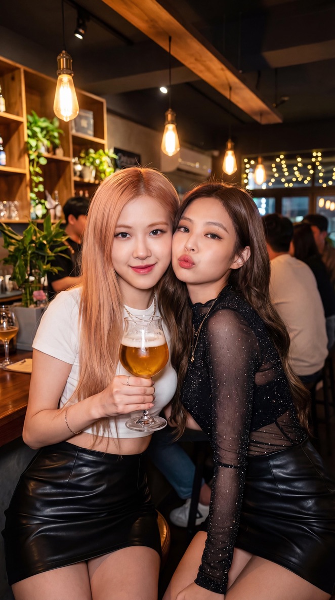 K-pop Idols Selfie in a Pub