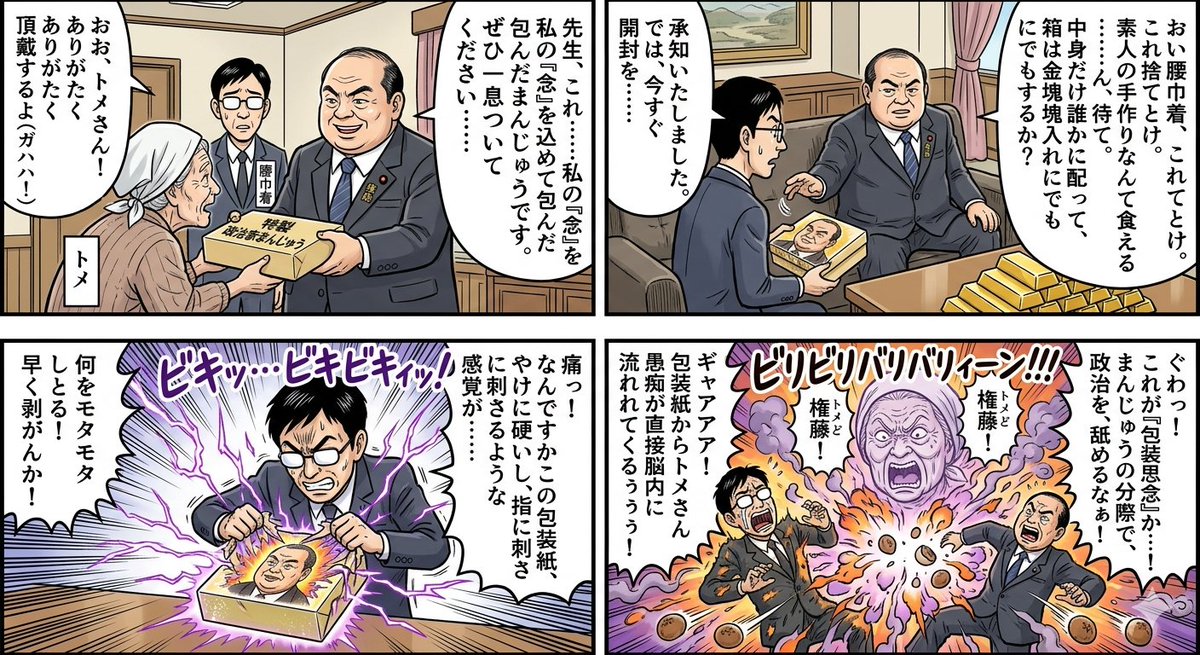Four-Panel Manga: Politician Manju Incident