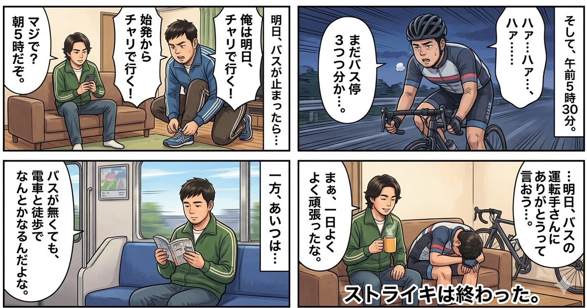 Four-Panel Manga Generation: If the Bus Stops Tomorrow
