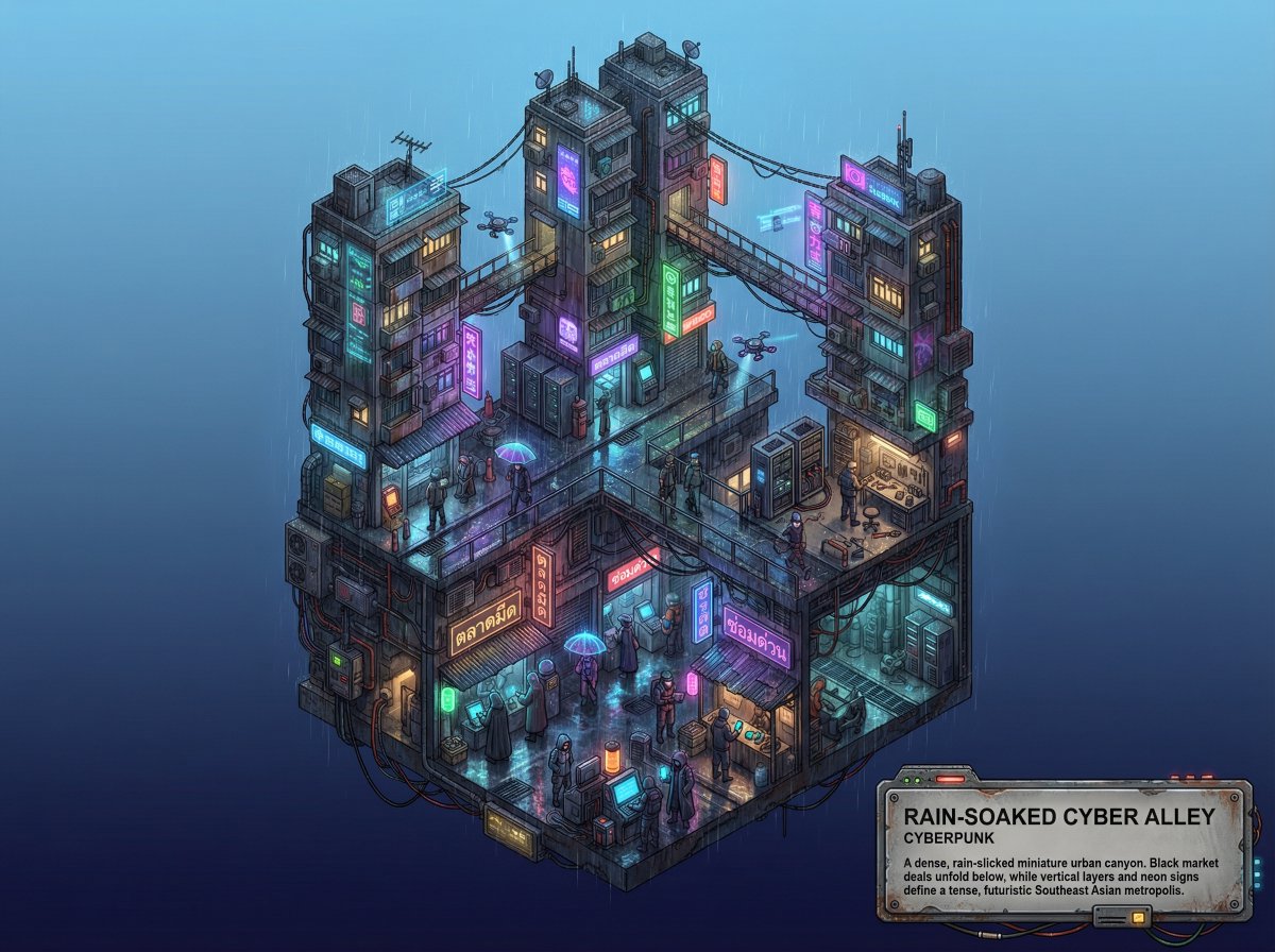 Whimsical Cyberpunk Alley Network