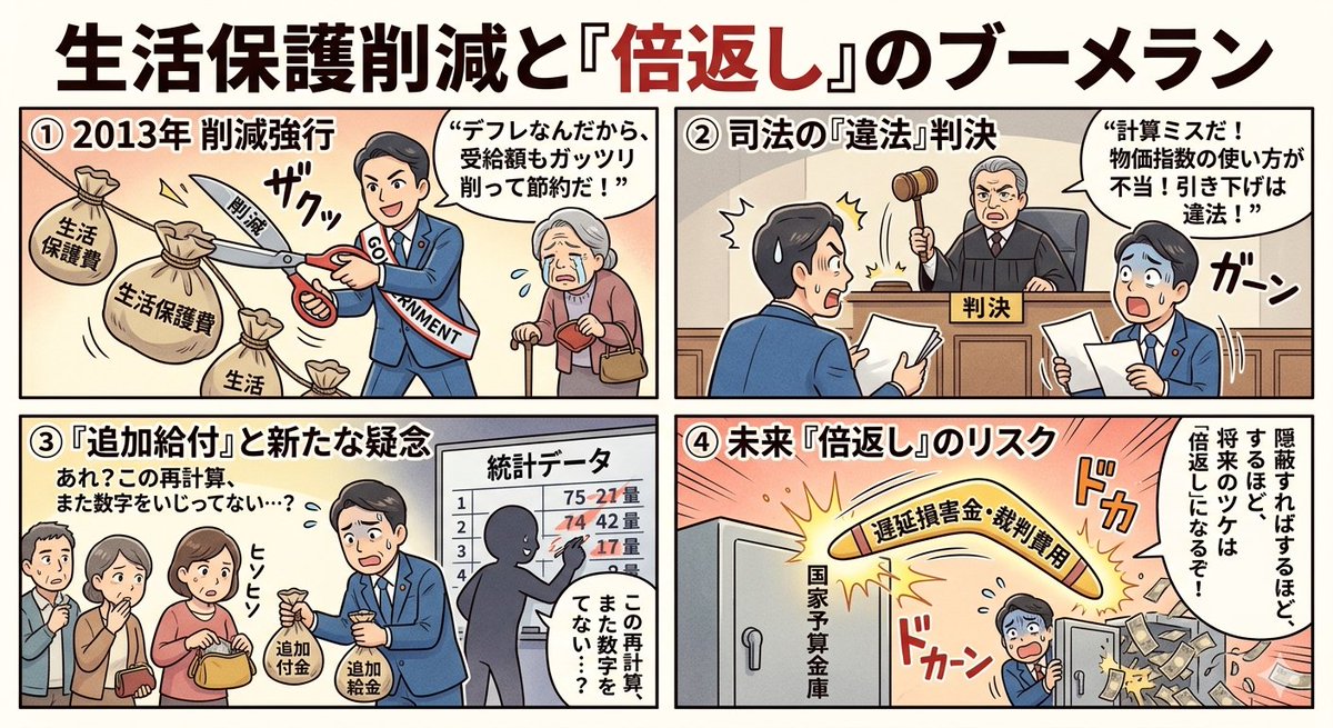 Four-Panel Manga: Boomerang of Double Repayment