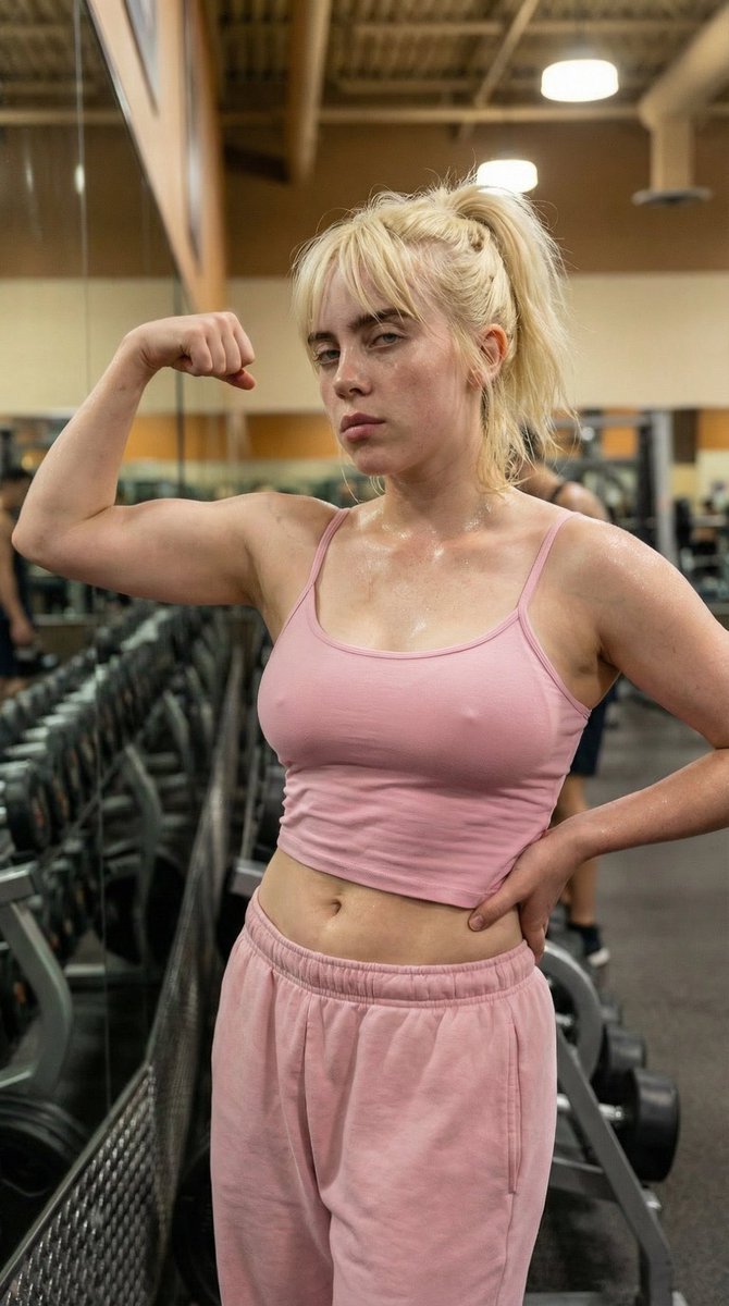 Gym Selfie Flexing Bicep