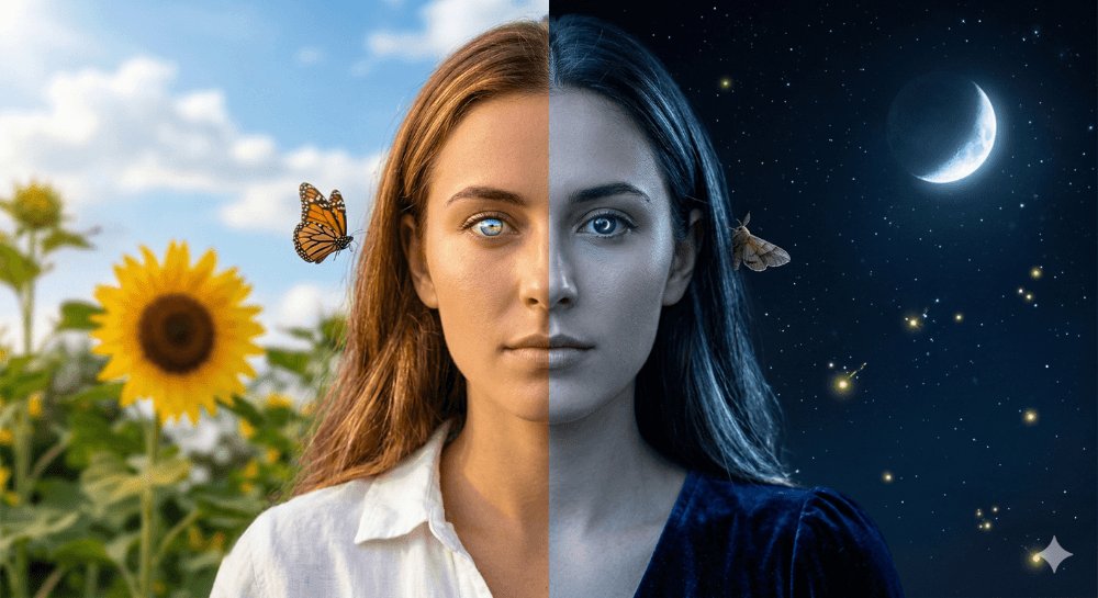 Day and Night Split Portrait Prompt for Nano Banana Pro