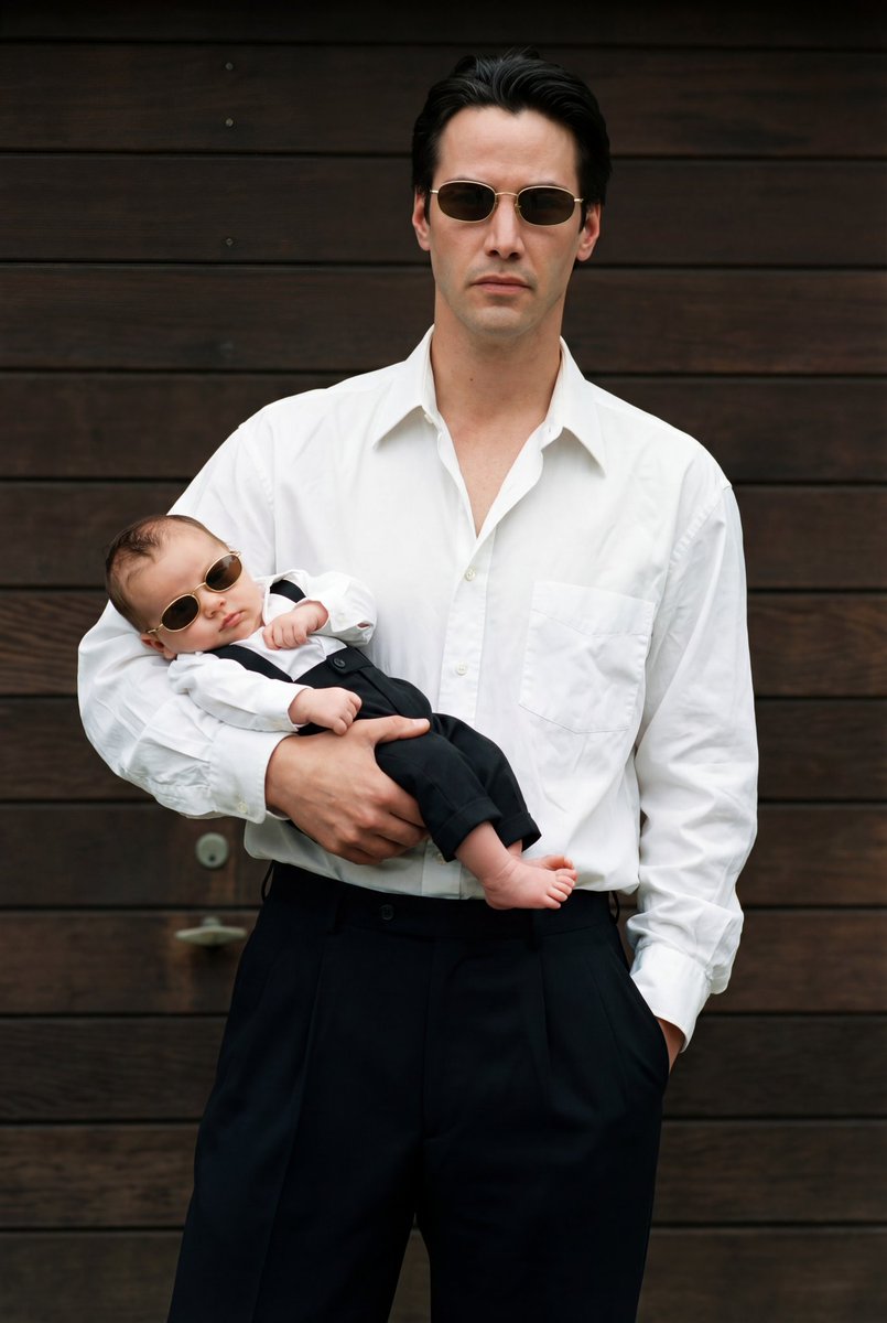 Ultra-Realistic 90s Old-Money Father and Baby Portrait