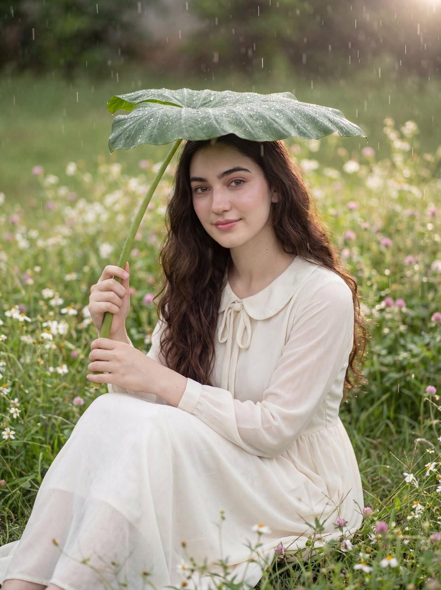 Realistic Portrait of a Woman in a Garden