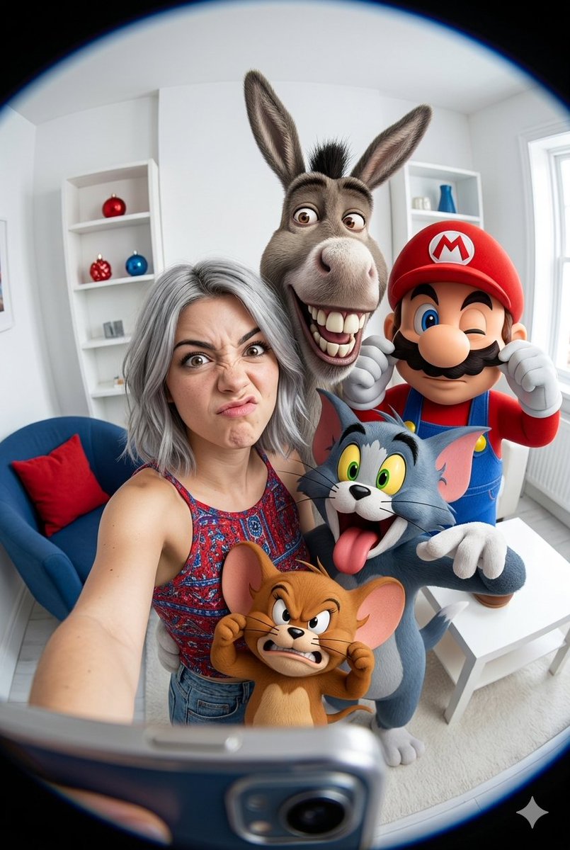 Fisheye Selfie with Animation Characters