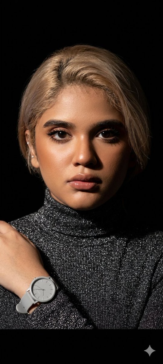 Elegant Studio Portrait with Sparkling Top