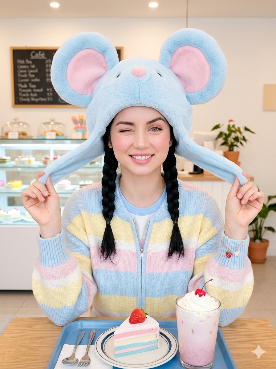Kawaii Café Pigtails Portrait